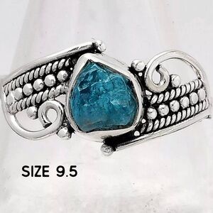 Raw Blue Apatite Sterling Silver Ring